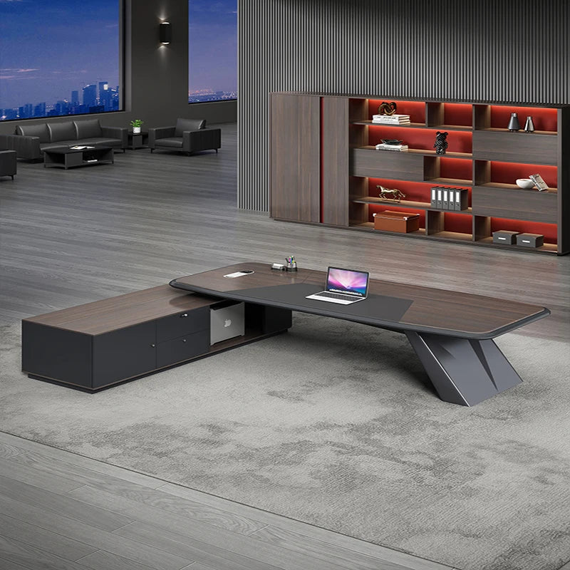 Luxury Executive Office Desks Modern Long Storage Shelf Desktop Workstation Office Table Drawers Tavolo Da Lavoro Furniture