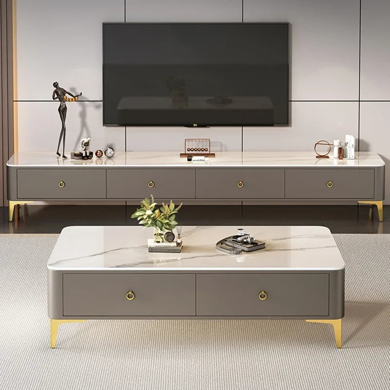 Light luxury slate coffee table with storage