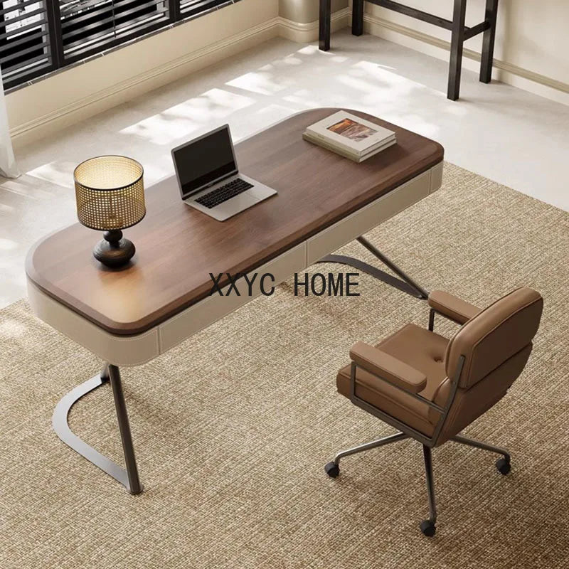 Solid Wood Retro Office Desks Luxury Living Room Study Writing Designer Office Desk Computer Consultation Table Furniture