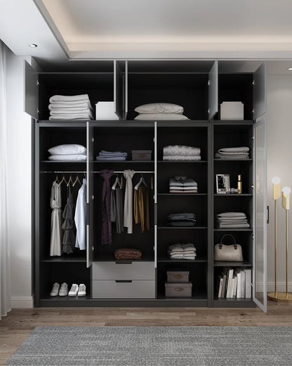 Simple bedroom sliding door wardrobe, modern household economy three door coat cabinet, sliding door storage cabinet