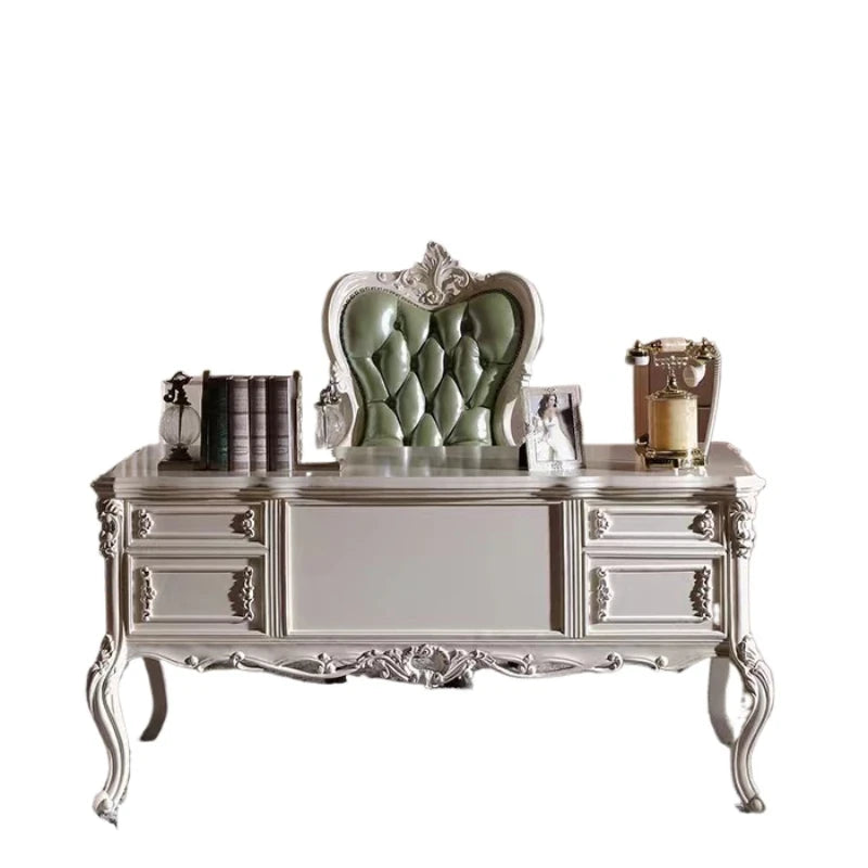 Solid wood luxury desk bookcase European-style desk home office desk and chair computer learning