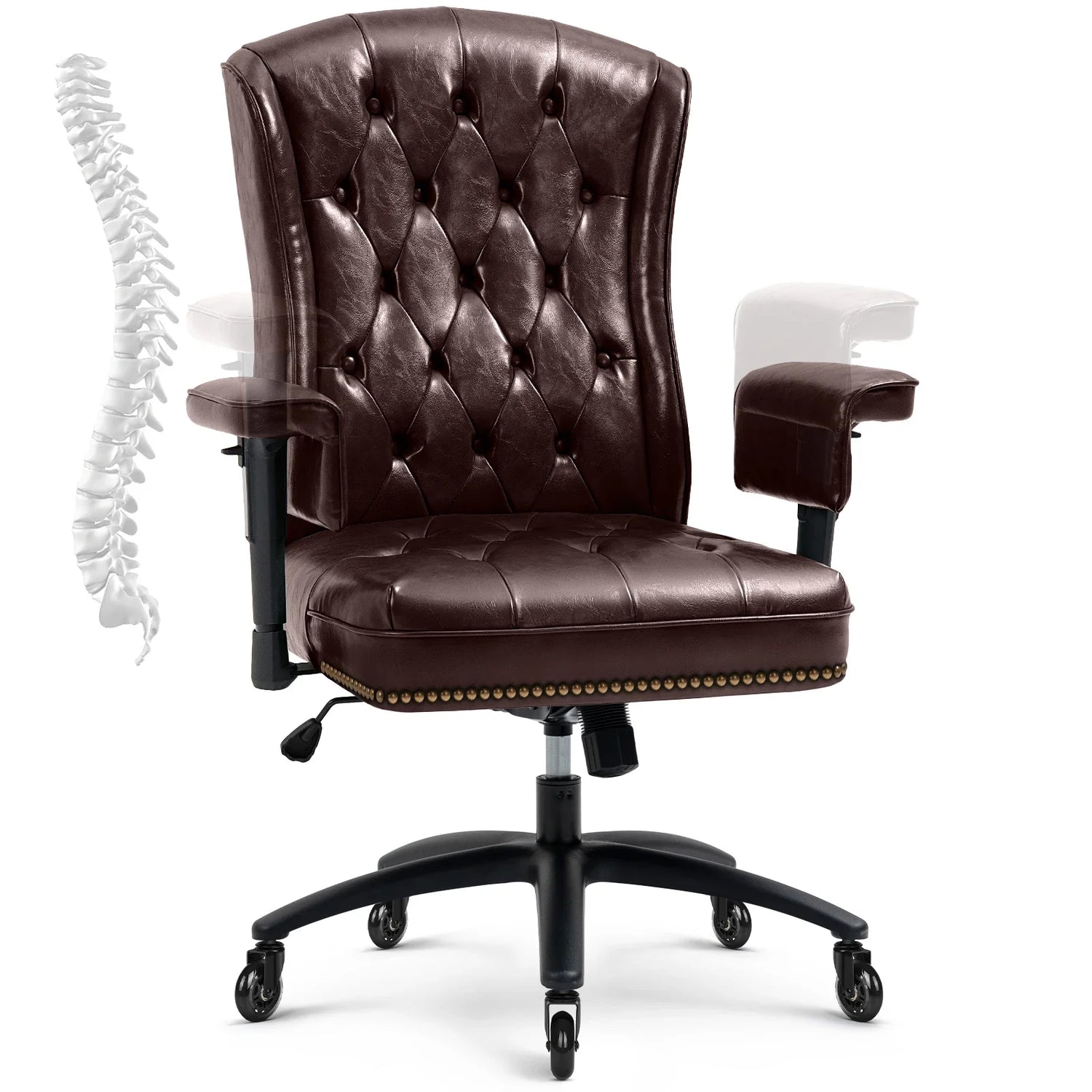 High Back Ergonomic Executive Office Chair with wheels Office Chair with Height-Adjustable Upholstered by PU