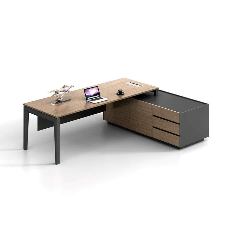 Extendable Modern Executive Office Desk With Bookcase Wooden Computer Office Desk