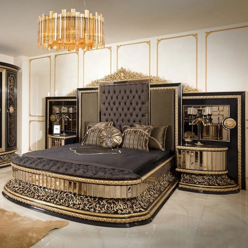 Luxury Modern King-Size Bed – Classic French Wardrobe and Bedroom Furniture Set