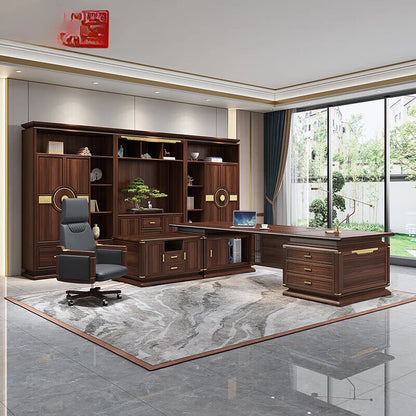 New Chinese-style solid wood boss desk and chair