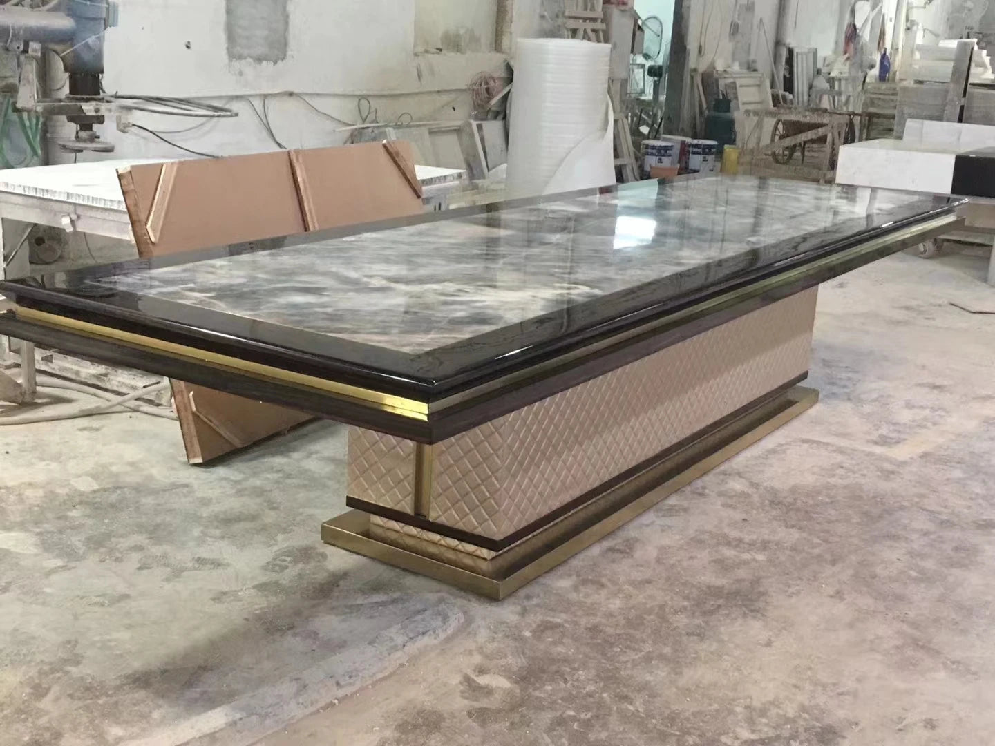 Good Price Dropshipping Modern Dining Table Big Wholesale Marble Top Wooden Dining Table Set