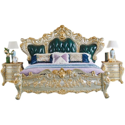 Wood Marriage Bed Luxury Aesthetic European Modern Bedroom Bed Queen Size Lounge Lit Princesse Enfant Fille Home Furniture