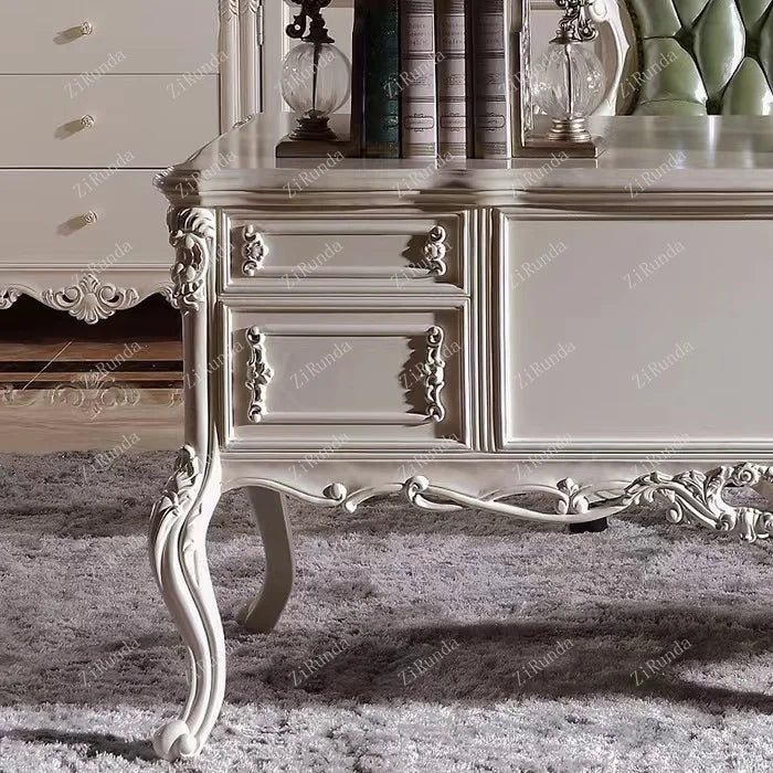 Solid wood luxury desk bookcase European-style desk home office desk and chair computer learning