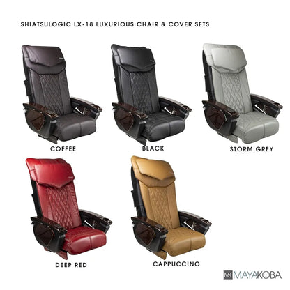 Pedicure Chair 18 LX with Discharge Pump, Pipe-Less Magnetic Jet Pedicure Spa, Black-Gold LotusII Tub, Black Coverset