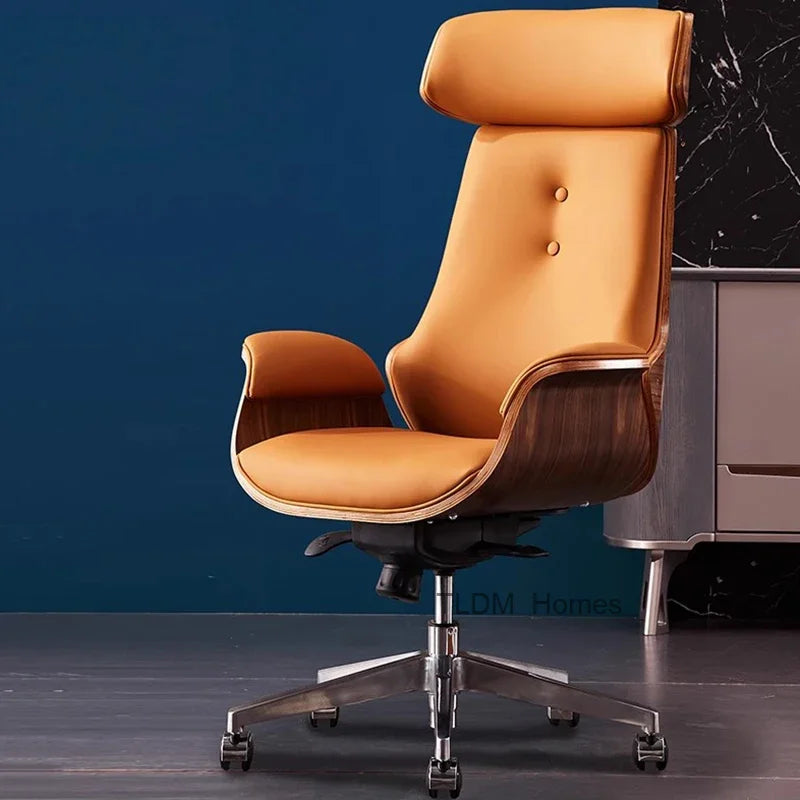 Luxury Ergonomic Leather Office Chair - Comfortable Boss Design.