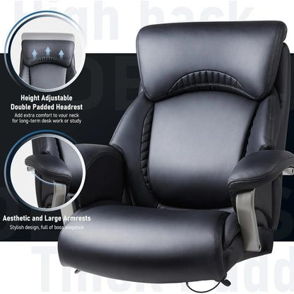 US Big and Tall Office Chair 500lbs-Heavy Duty Ergonomic Computer Chair with Extra Wide Seat, High Back Executive Large Desk