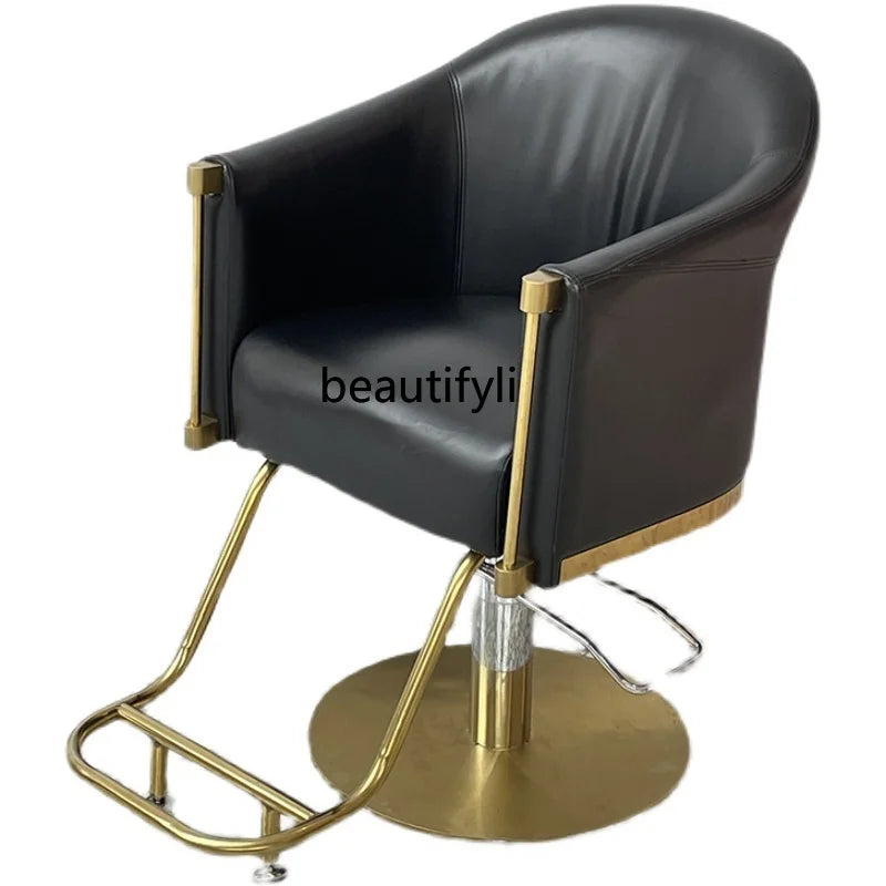 Barber Shop Hairdressing Chair – Adjustable, High-Grade Chair for Hair Cutting & Perm, Light Luxury