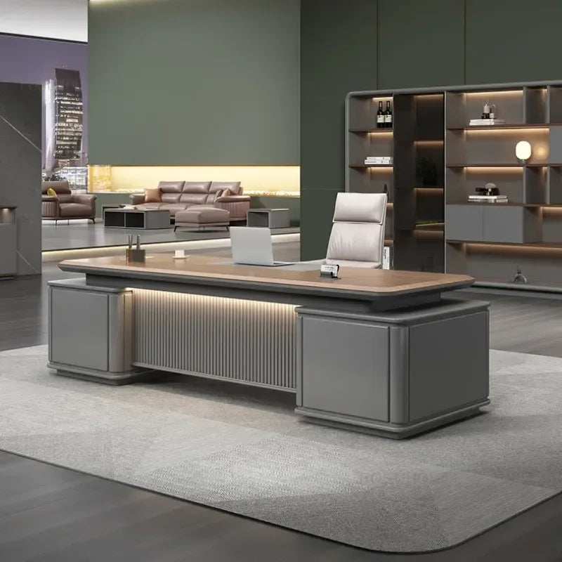 Luxury L-shape Bedrom Designer Office Furniture Minimalist Boss Desk Executive Desk General Manager Office Computer Desk Table H