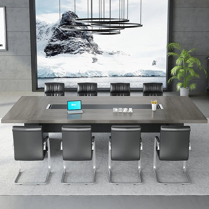 Modern Office Conference Table with Chairs, Long Desk and Reception Combo
