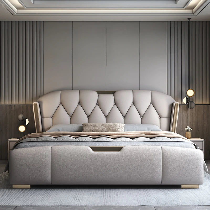 Aesthetic Nordic Queen Double Bed with Under-Storage