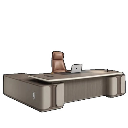 White Simple L-Shaped Office Desk