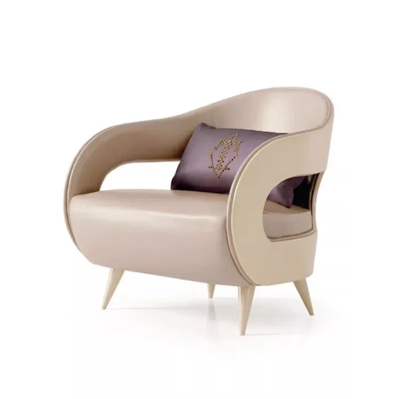 Modern simple Nordic solid wood single sofa chair living room light luxury leisure chair