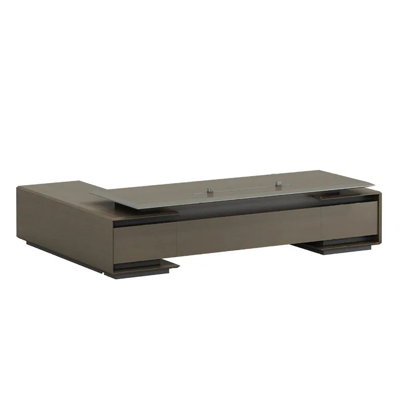 L-Shaped Executive Office Desk with Drawers