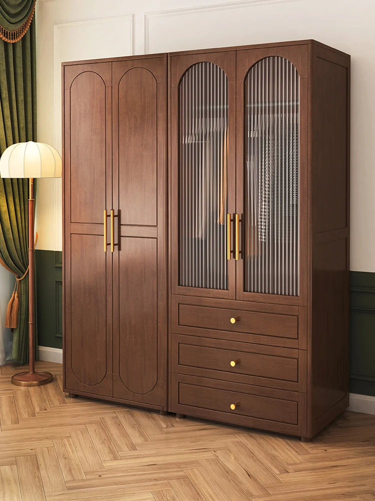 Solid Wood Wardrobe – Bedroom and Home Storage, Hanging Combination .