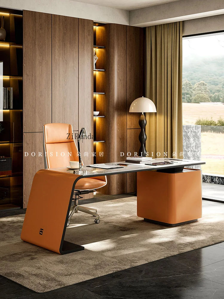 Villa slate desk office computer desk study room simple modern designer high-end work desk study table