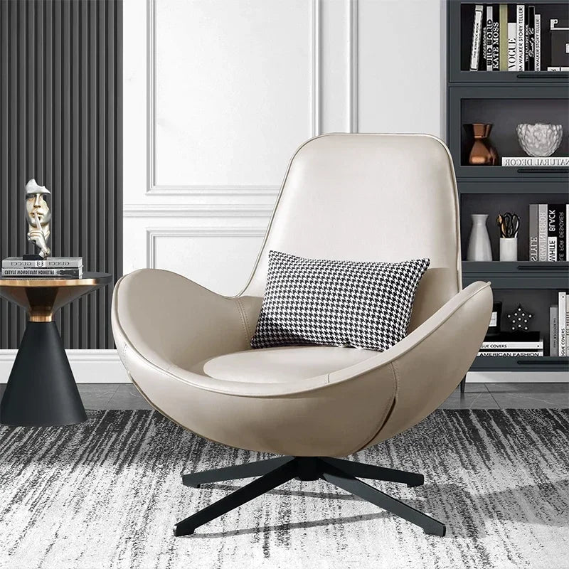 Nordic Design Chair Office Black Metal Leg Cushions Leather Relaxing Armchair Events Interior Silla Nordica Home Furniture