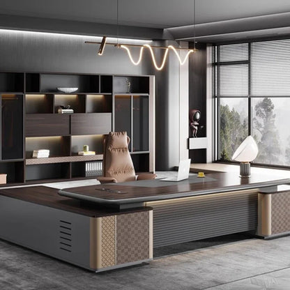 Modern Computer Desk, Executive Study Desk, Multifunctional Office Furniture for Reading, Reception, and Professional Use