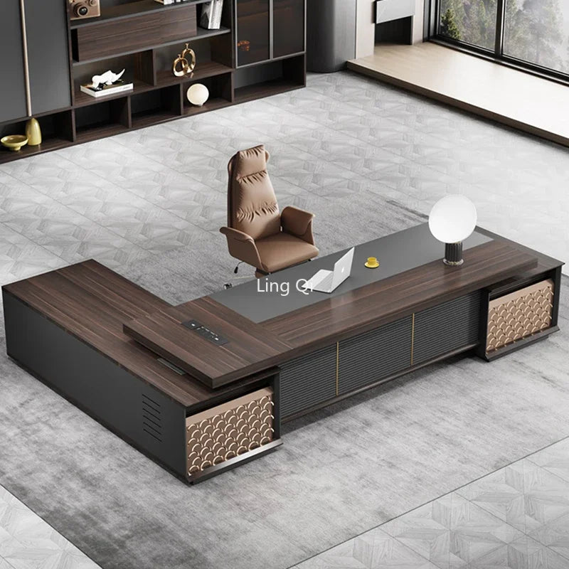 European Luxury L-Shaped Office Desk