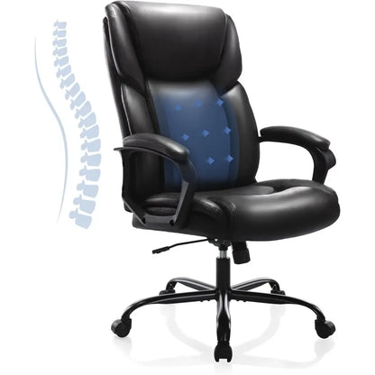 XMSJ Office Chair, Executive High Back Home Chairs, Height Adjustable, Computer Lumbar Support,Bonded Leather, Office Chair