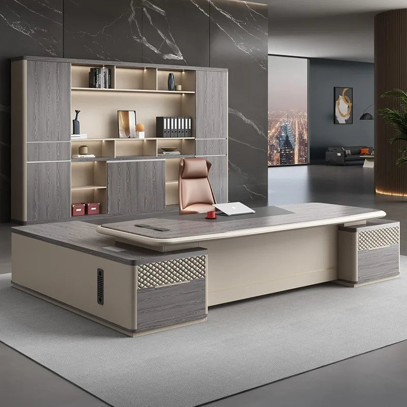 Simple And Modern President Office Desk And Chair Combination