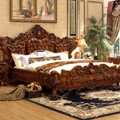 Leg Royal King Double Bed European High End Bedroom Frame Double Bed Kids Girl Sleeping Letti Matrimoniali Home Furniture