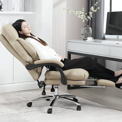 Luxury Designer Office Chair Leather Foorest Lean Back Boss Computer Office Chair Study Silla Escritorio Office Furniture LVOC