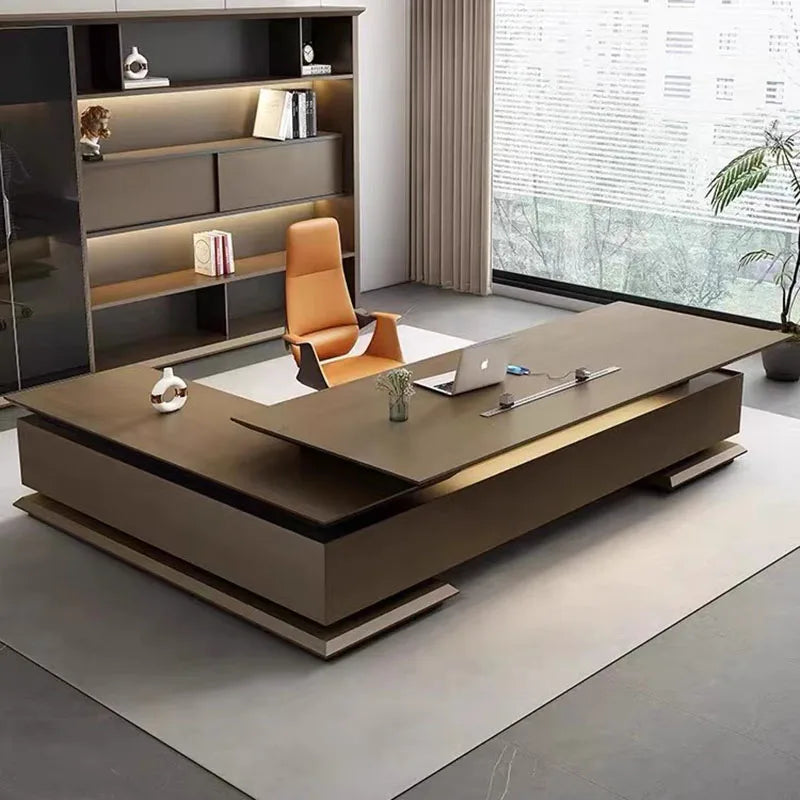 Modern Writing Desk with Pullout Computer Shelf, Wooden Office Desk for Bedroom, Scrivanie Per Computer, Wood Furniture