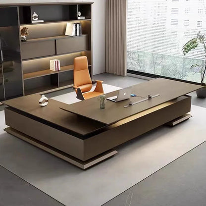 Modern Writing Desk with Pullout Computer Shelf, Wooden Office Desk for Bedroom, Scrivanie Per Computer, Wood Furniture