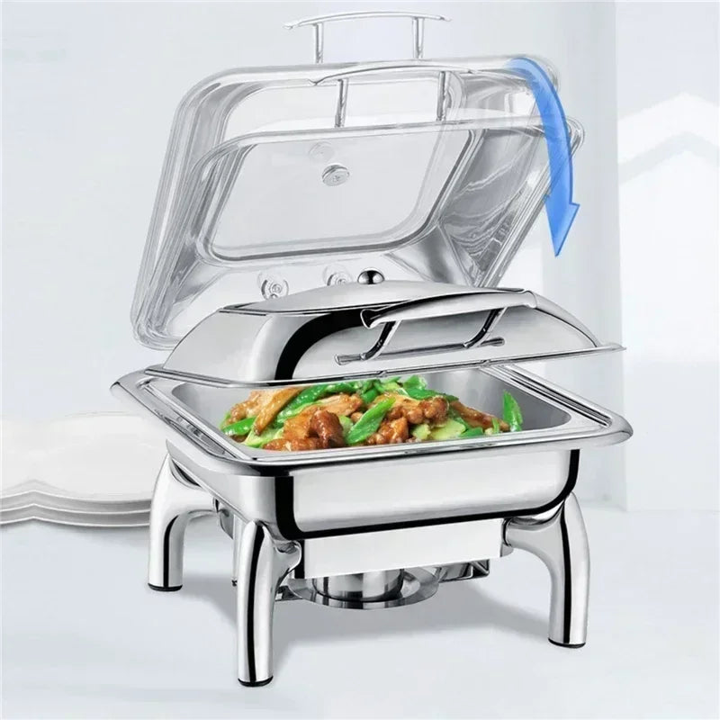 Luxury Commercial Buffet Food Warmer – Stainless Steel Hydraulic Chafing Dish for Hotels, Hotpot, and Royal Catering.
