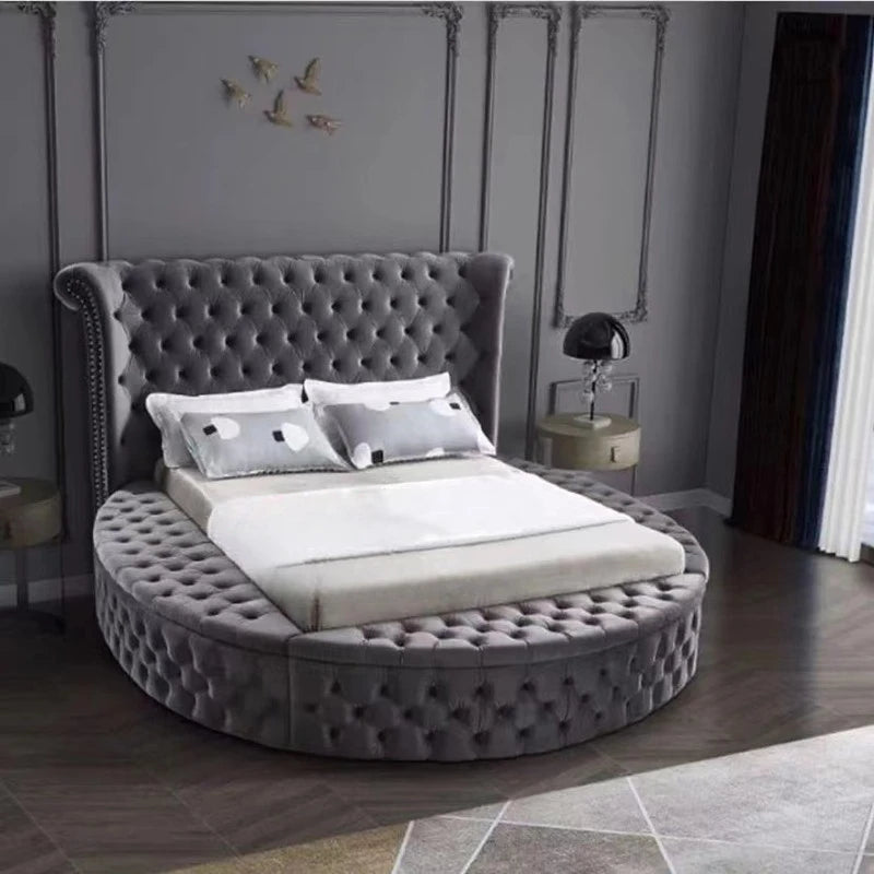 European Princess Round Bed – Unique Elegant Black Queen Double Bed