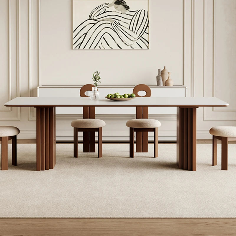 Expandable Wooden Dining Table—Modern Design with Folding Chairs