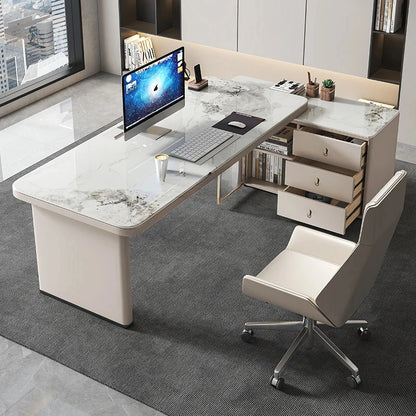 Italian Light Luxury Modern Stone Plate Corner Desk Household Minimalist Desk High-Grade Computer Desk