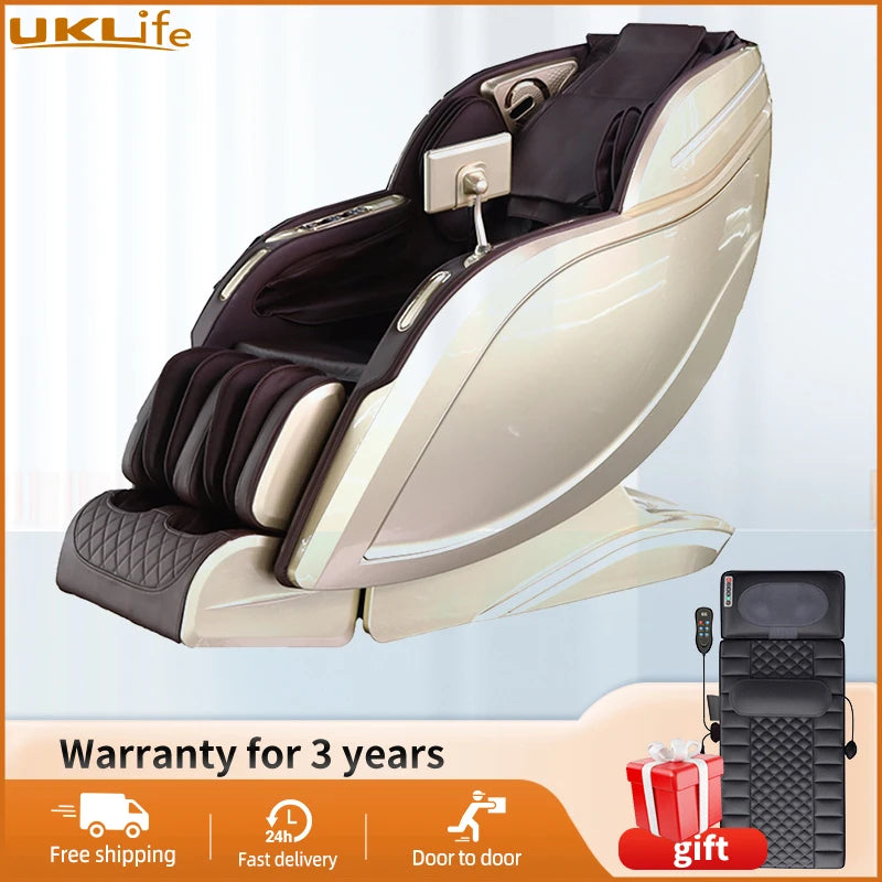UKLife 3D Zero Gravity Full Body Massager Chair – 4D Heat, Airbag, AI Voice, Recliner with Warranty for Home & Office
