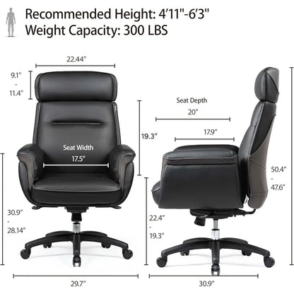Office Chair, Microfiber Leather, Extra Wide Comfort with Liftable Headrest and Upholstered Armrests, Office Gaming Chair