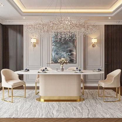 2024 Luxury Modern Oval Dining Table and Chairs Set