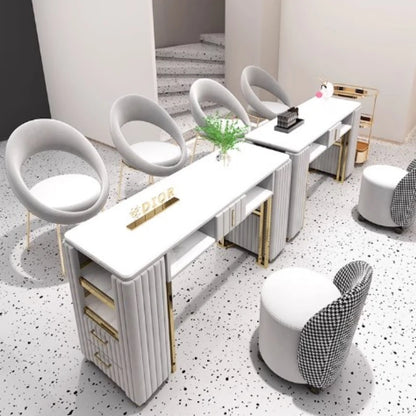 White Professionals Nail Desk Workstation Kawaii Aesthetic Designer Nail Desk Manicure Storage Tavolo Per Unghie Salon Furniture